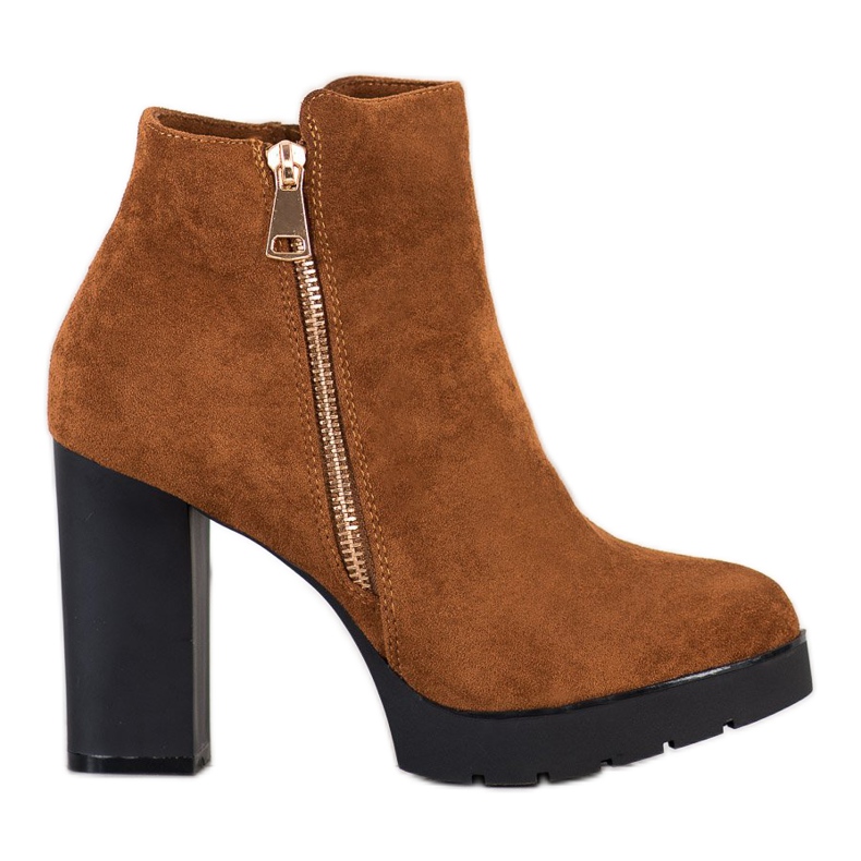 Small Swan Korkeakorkoiset saappaat ruskea keltainen