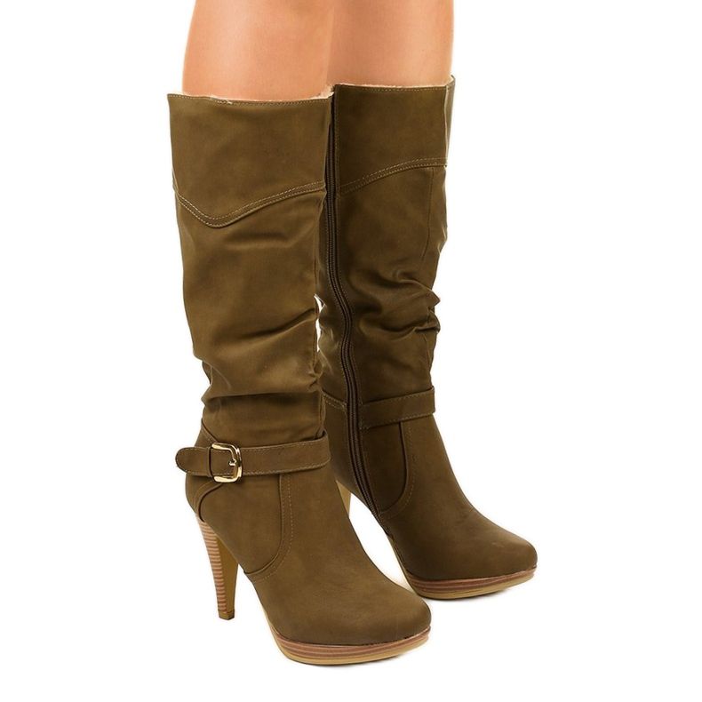 Ertrisin lämpimät saappaat nastassa khaki vihreä