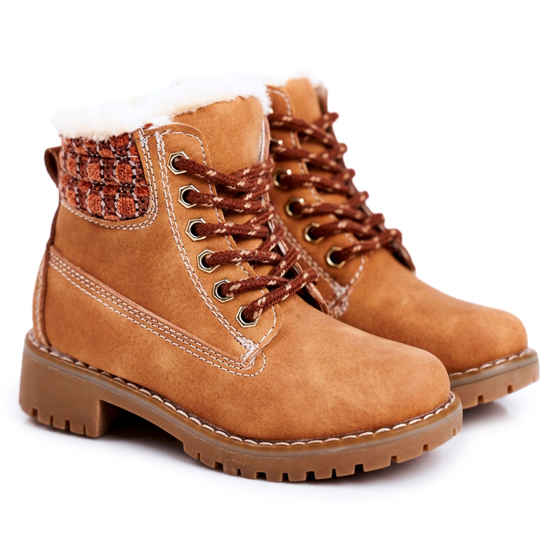 Apawwa Lasten lämpimät saappaat Traperki Beżowe Forest beige ruskea