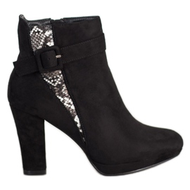 SHELOVET Snake Print High Heel -saappaat musta harmaa