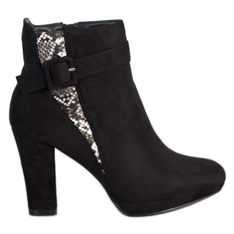 SHELOVET Snake Print High Heel -saappaat musta harmaa