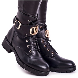SEA Naisten lämpimät saappaat Workers Gold Buckle Black Vera musta