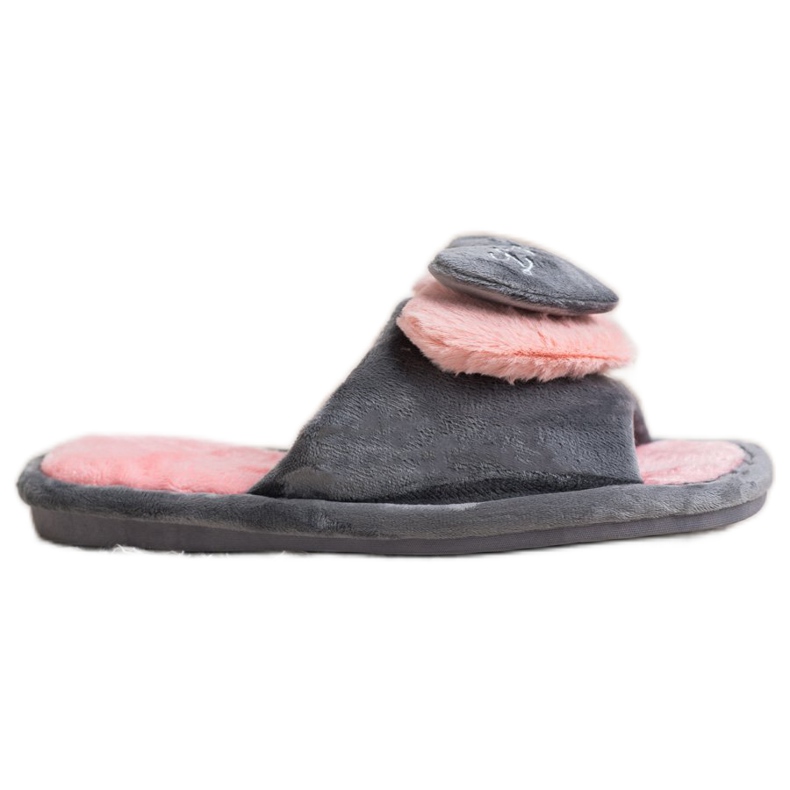 Bona Lämpimät tossut sydämellä vaaleanpunainen harmaa