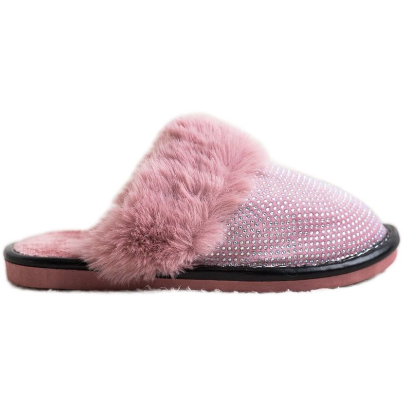 Bona Mukavat tohvelit turkiksella vaaleanpunainen