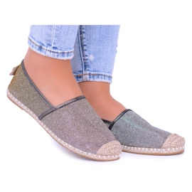 Lu Boo Glitter Naisten Espadrilles Slip On Miravet harmaa kultainen