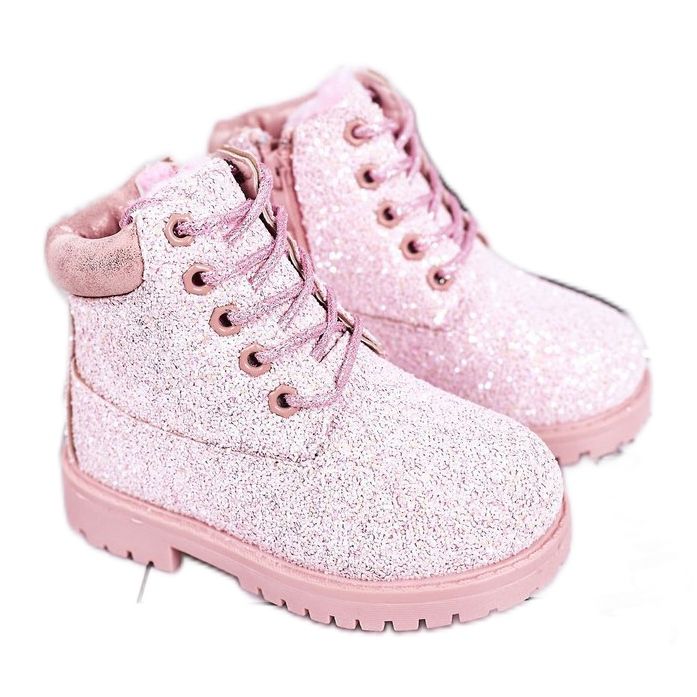 Lasten Brocade Warm Boots Trappers Pink Mermaid vaaleanpunainen