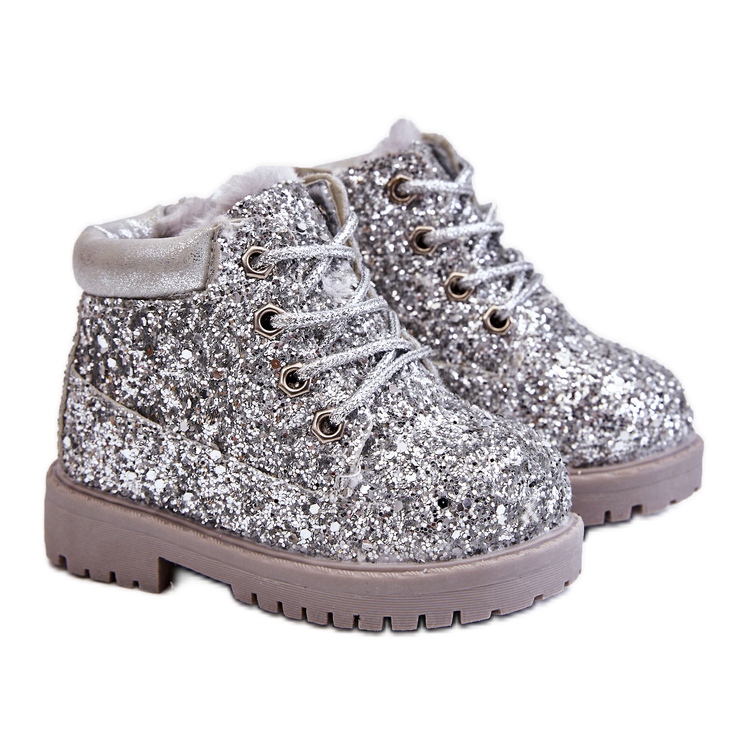 Lasten Brocade Warm Boots Trappers Silver Mermaid hopea