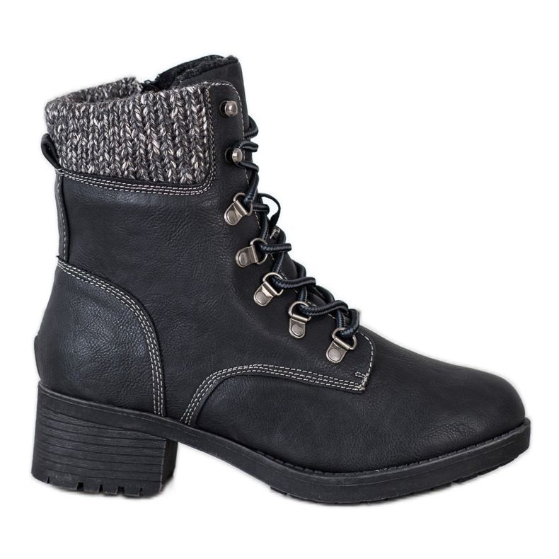 Queentina Lämpimät saappaat postissa musta harmaa