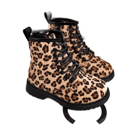 FRROCK Lasten saappaat leopardikuvioilla Dafne beige ruskea musta