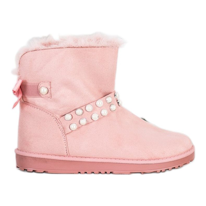 Queentina Vaaleanpunainen Mukluki helmillä