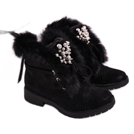 MSMG Lasten lämpimät saappaat, joissa Nubuck Fur Black Ella musta