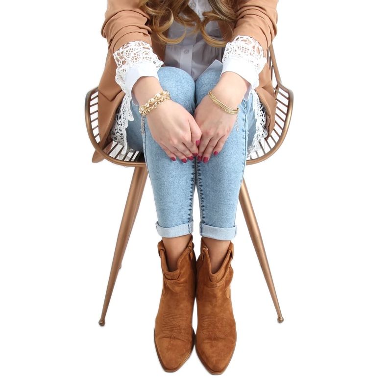 Naisten cowboy-saappaat kameli 99-65 Camel ruskea