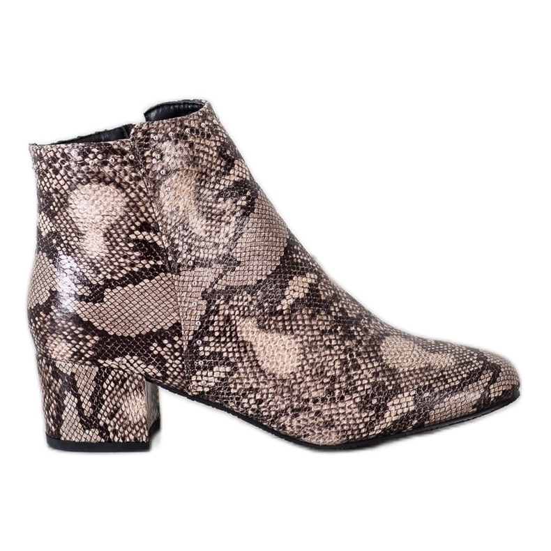 SHELOVET Snake Print Boot beige ruskea