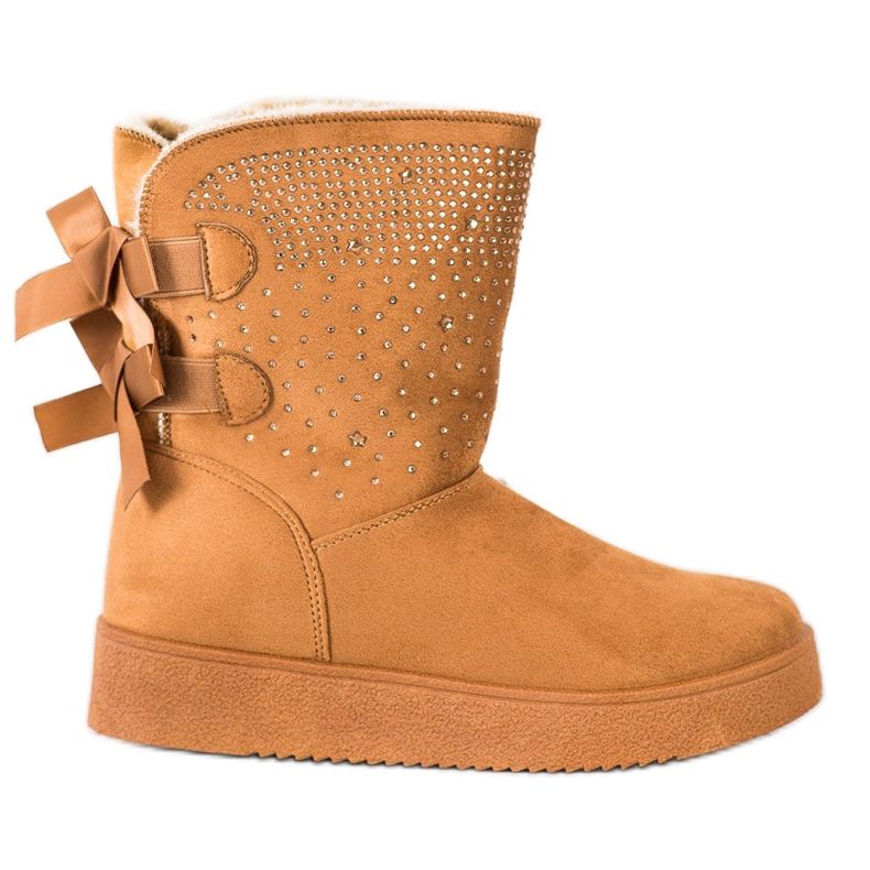 Small Swan Mukluki kristallien kanssa ruskea