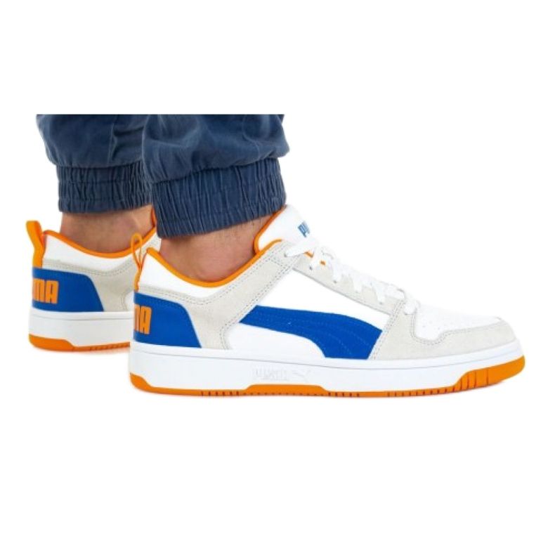 Puma Rebound Layup Lo Sd M 370539 04 valkoinen sininen oranssi harmaa