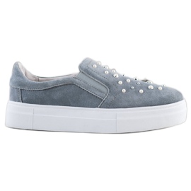 Filippo Nahkatossut helmillä harmaa