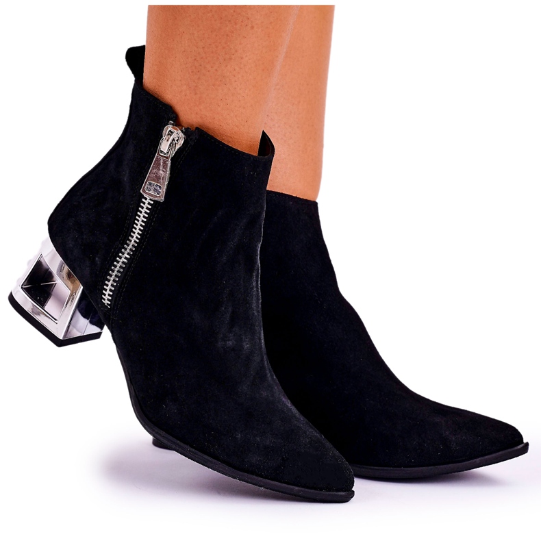 Nicole Naisten saappaat hopea kantapää mokka musta Norah