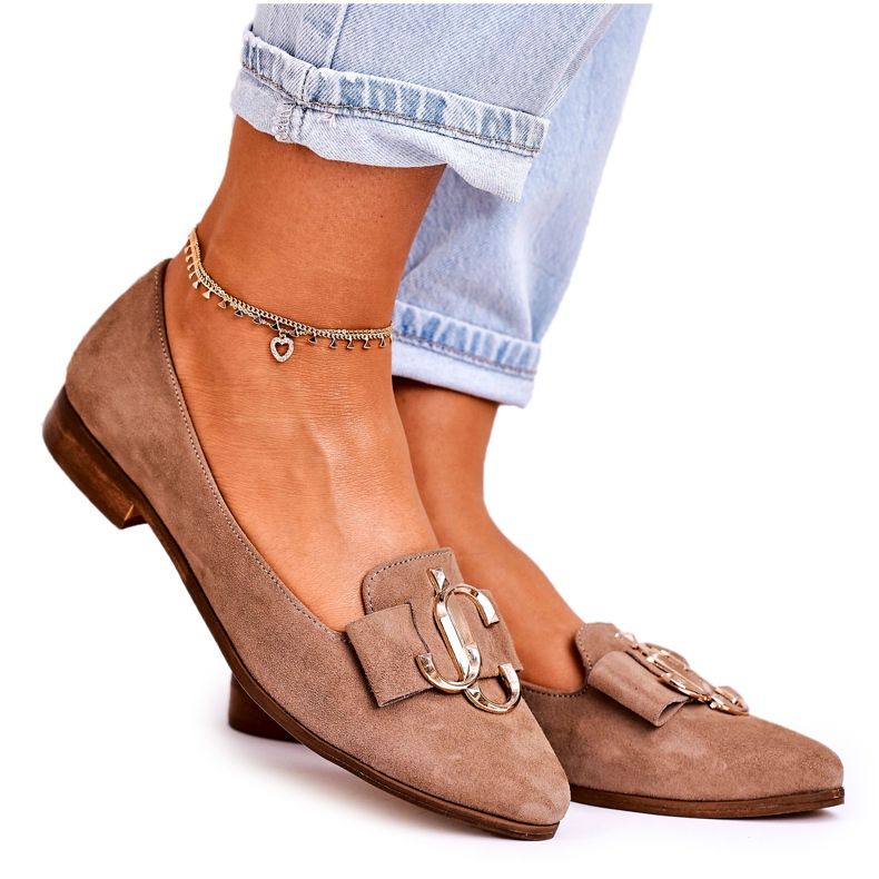 Nicole Naisten Mokkanahka-ballerinat vaaleanruskeat Mary-Jane