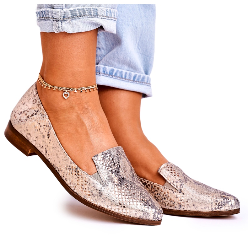 Nicole Naisten Nahkaiset Loaferit Eläinkuvio Golden Scarlett monivärinen kultainen