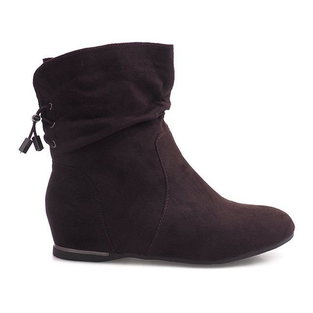 Suede Wedge Boots 030-PA Ruskea