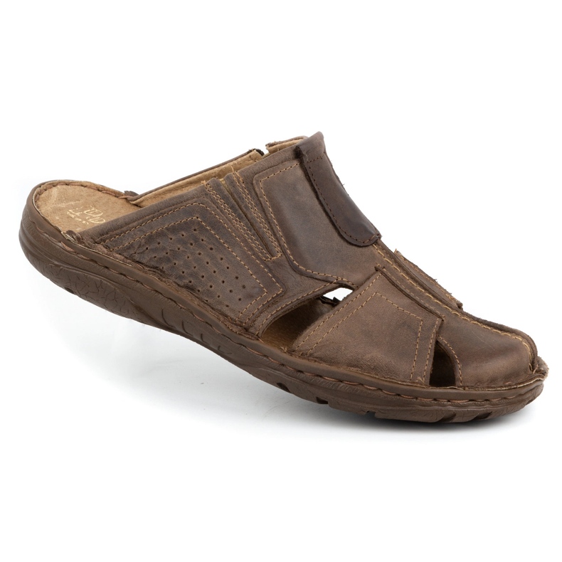 Polbut Miesten nahkaiset tossut 312 ruskeat