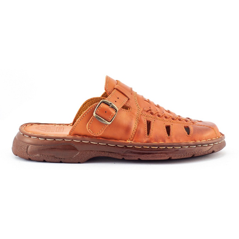 ŁUKPOL Miesten nahkaiset tossut 806 ruskea pehmustettu insertti