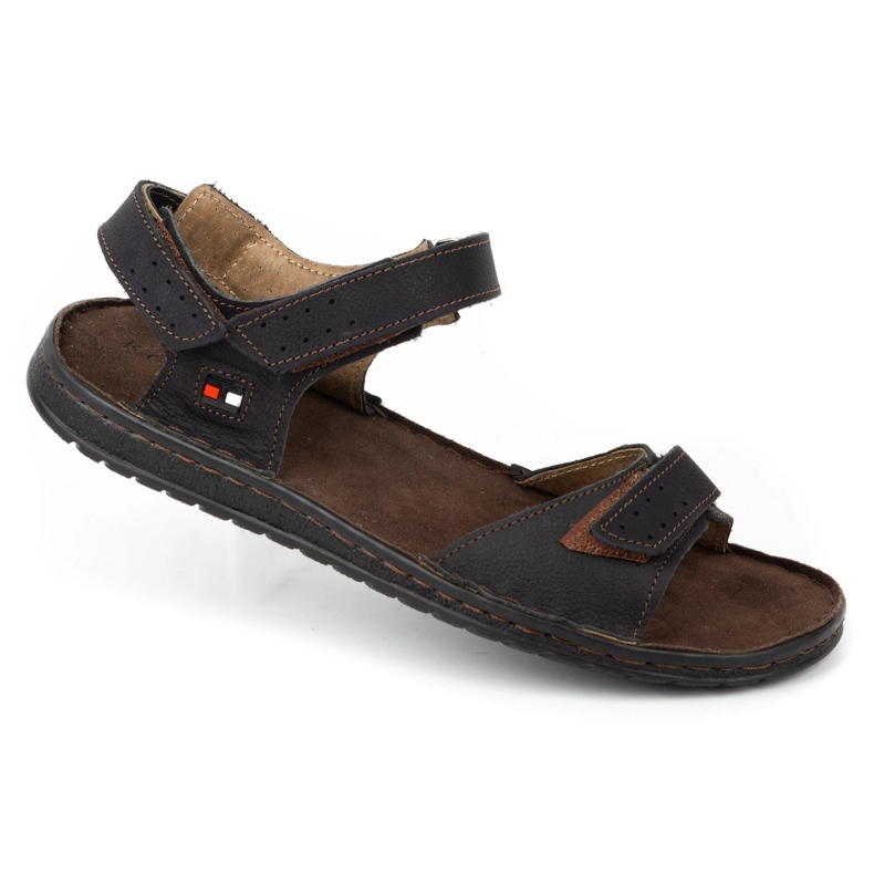 KOMODO Miesten mustat nahkaiset sandaalit 881K