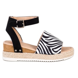 Kylie Zebra Print Wedge -sandaalit valkoinen musta