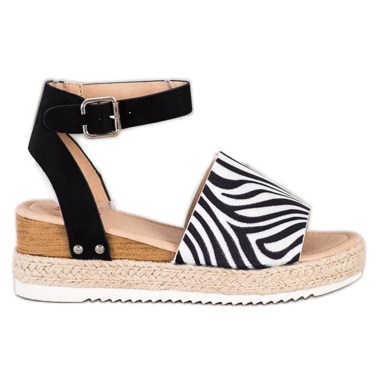Kylie Zebra Print Wedge -sandaalit valkoinen musta