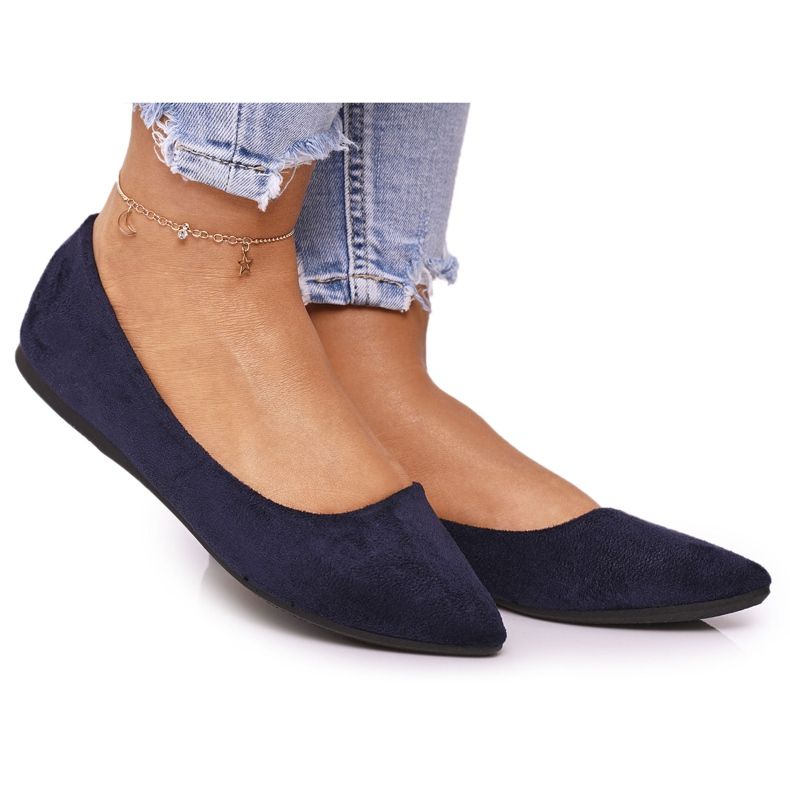 PS1 Herkkä ballerina Spitz Navy Blue Suede Dermeno laivastonsininen