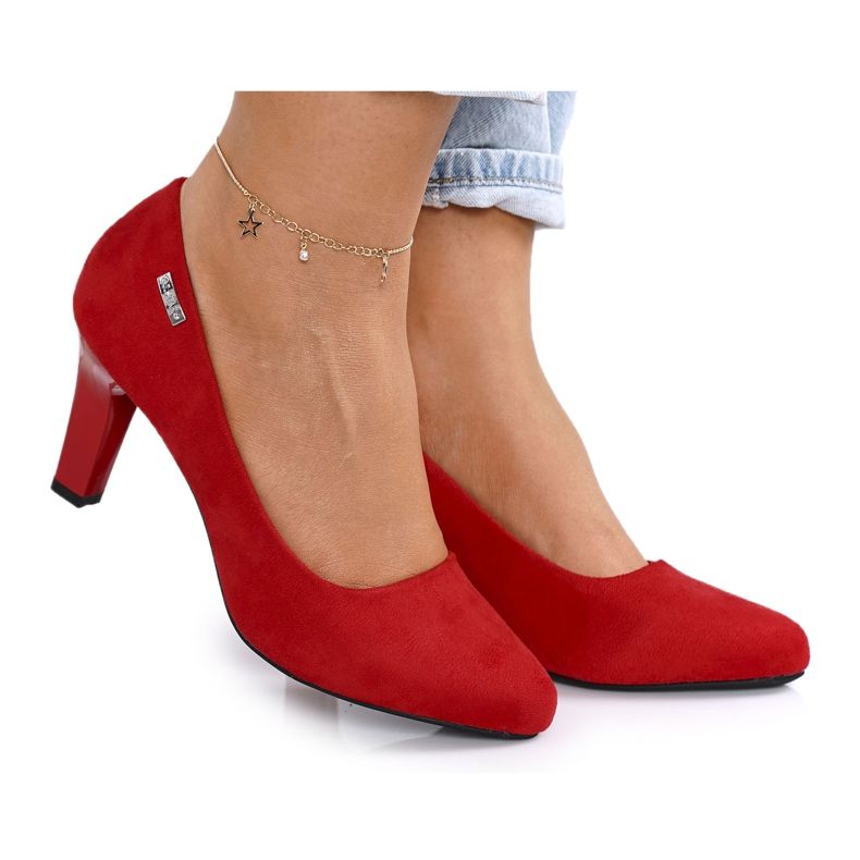 PJ1 Klassiset pumput mokkapunaisella Eleanor -kantapäällä punainen