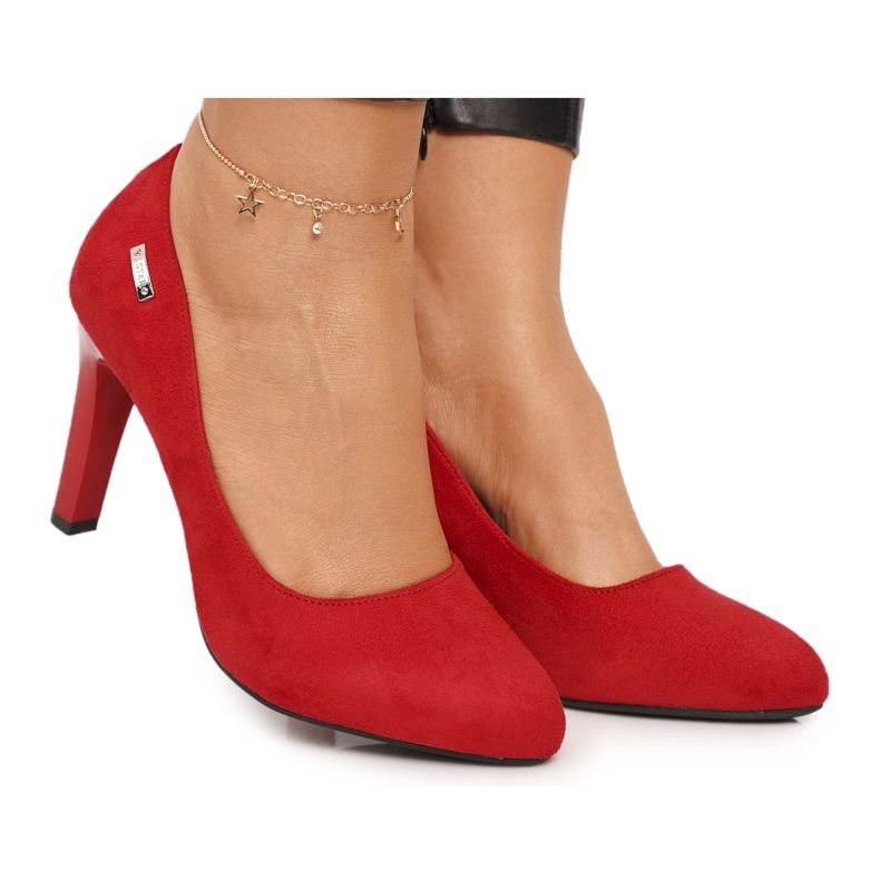 PJ1 Klassiset pumput mokkanahalla punainen Eliana -kantapää