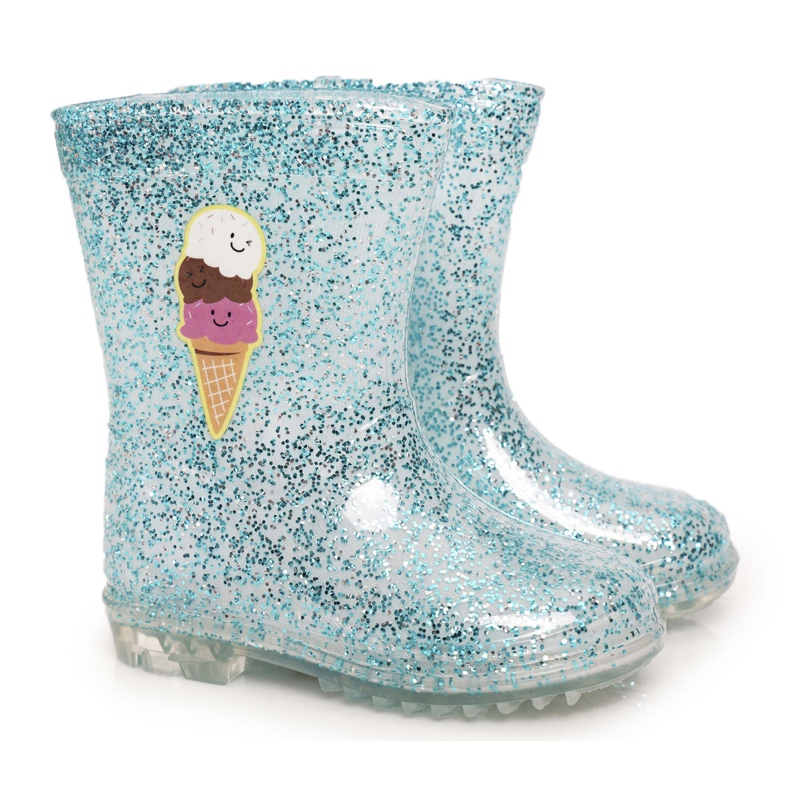Lasten Blue Glitter Wellies Ice sininen hopea