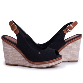 PS1 Tommy Black Braided Wedge Sandaalit musta