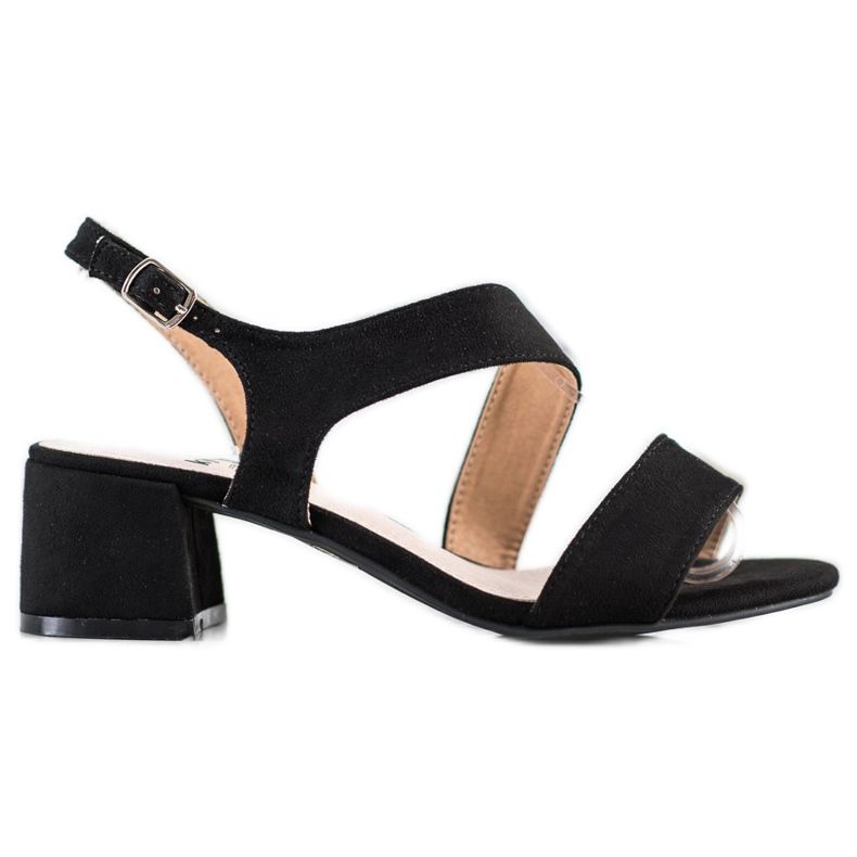 Kylie Mustat sandaalit matalalla tangolla