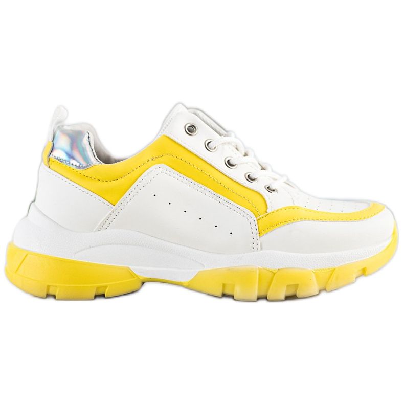 SHELOVET Eco -nahka lenkkarit valkoinen hopea keltainen