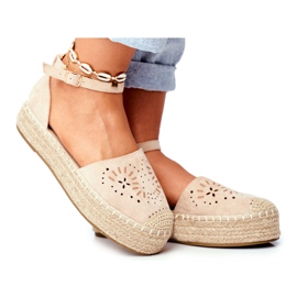 SEA Naisten espadrillit Beige Palermon pellava -alustalla