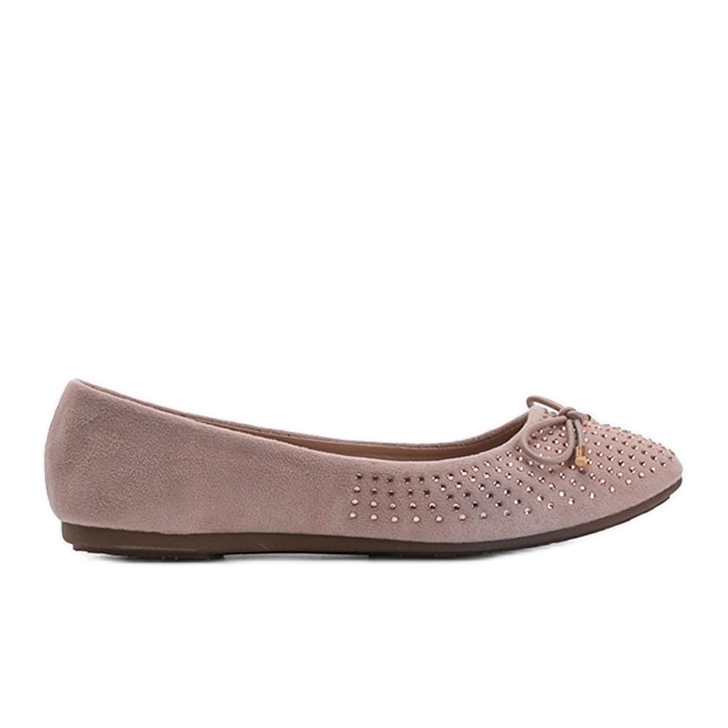 Vaaleanpunaiset mokkanaiset ballerinat, joissa Larissan kuutiomainen zirkoniumoksidi vaaleanpunainen