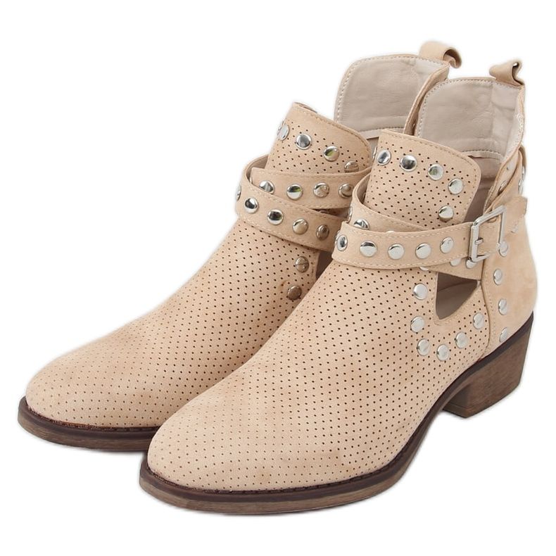 Saappaat leikattu nastoilla beige NS196P Beige