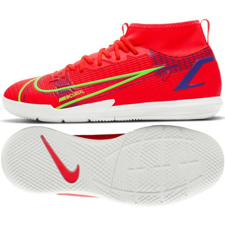 Nike Mercurial Superfly 8 Academy Ic Jr CV0784 600 jalkapallokengät punainen appelsiinit ja punaiset