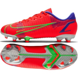 Nike Vapor 14 Academy FG / MG Jr CV0811 600 jalkapallokengät punainen appelsiinit ja punaiset