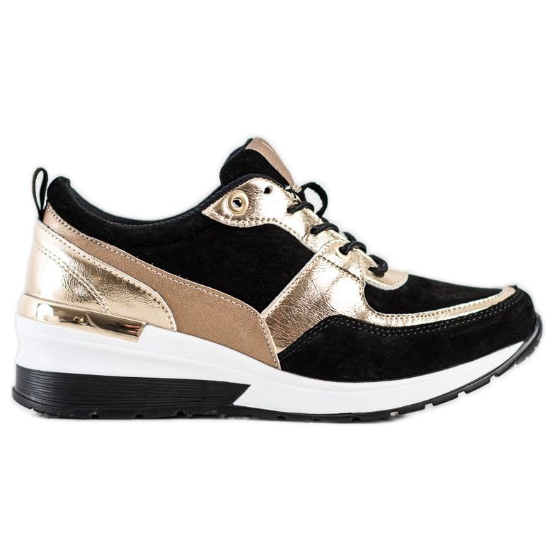 VINCEZA mustat ja kultaiset nahkaiset lenkkarit kultainen