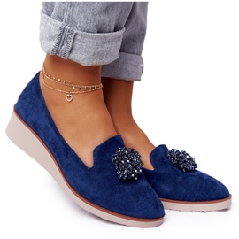 Tyylikkäät kiilakengät Vinceza 10580 Suede Navy Blue tummansininen