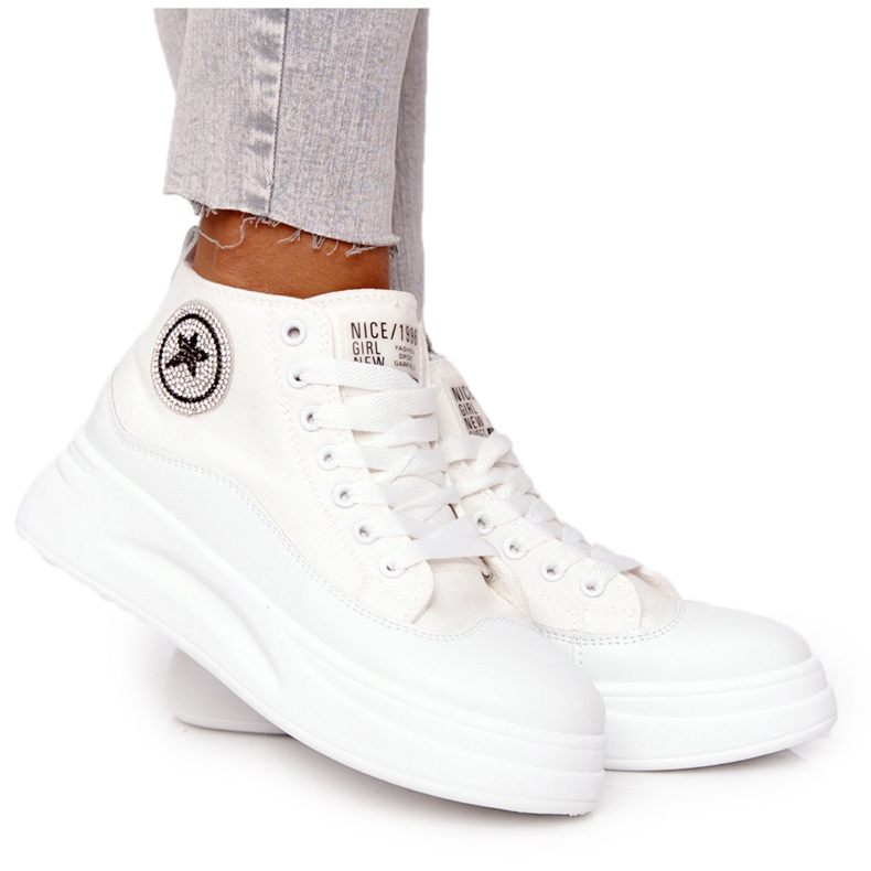 Naisten Korkeat Tennarit Platformissa White Nice Girl valkoinen