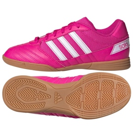 Adidas Super Sala Jr G55911 jalkapallokengät pinkki, valkoinen ruusuja ja violetteja