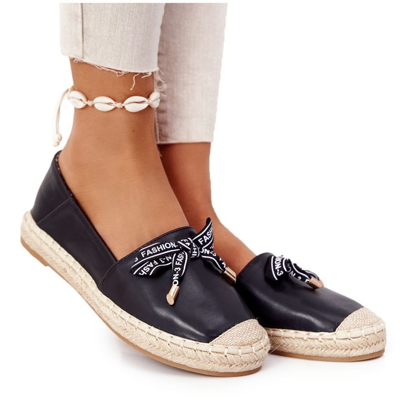 S.Barski Musta S. Barski Espadrilles olki pohjalla