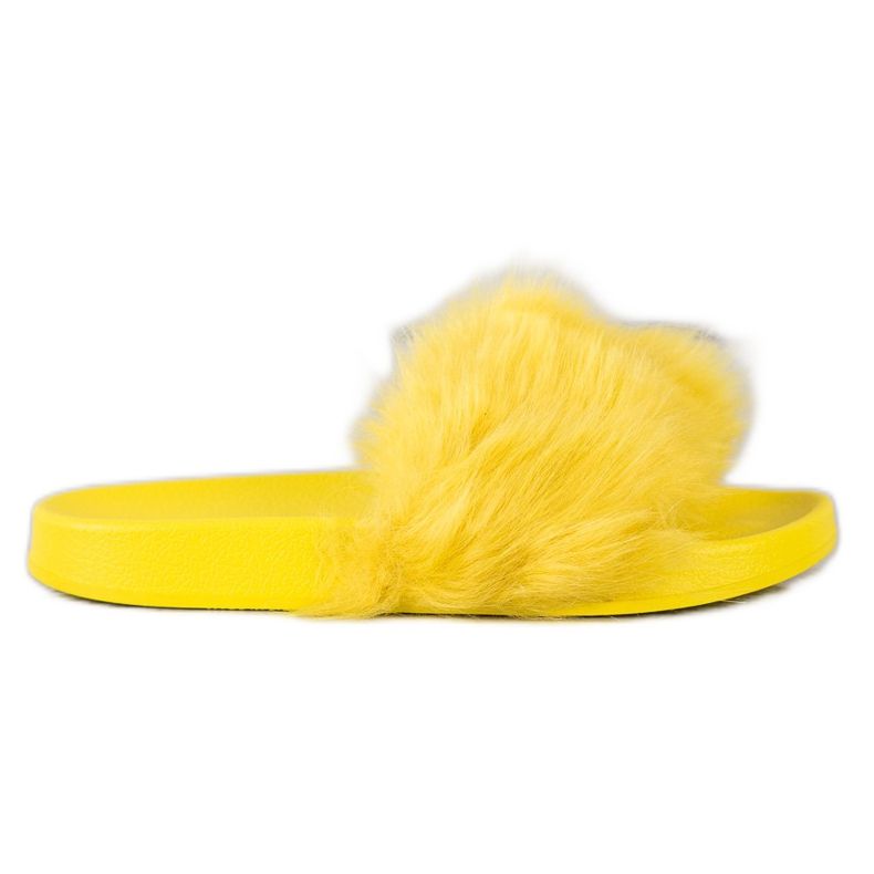 SHELOVET Kumiset tohvelit turkiksella keltainen