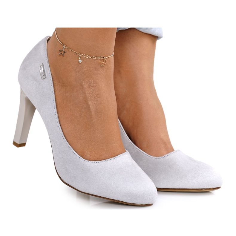 PJ1 Klassiset pumput pylvässä mokkanahka harmaa Eliana