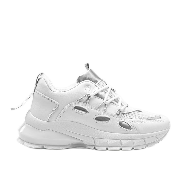 Valkoiset lenkkarit, joissa on hopeiset Guadalupe -insertit valkoinen