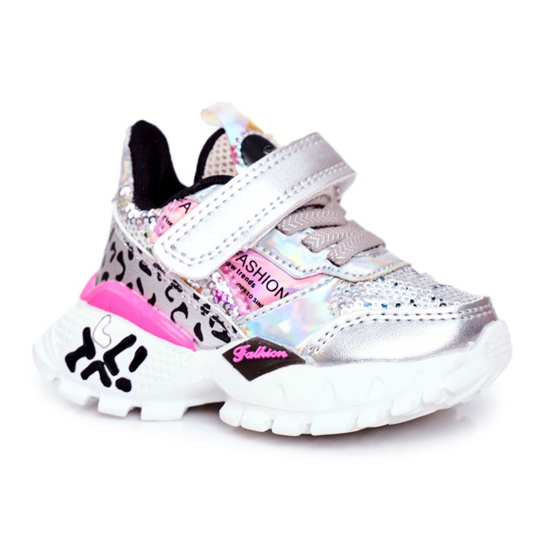 FRROCK Urheilulliset lasten kengät tarranauhalla hopealla Ole onnellinen harmaa